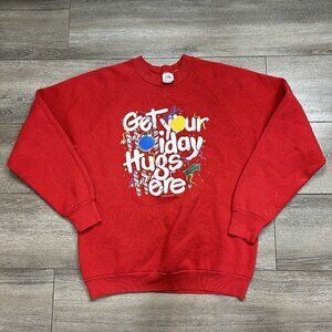 Vintage Sweater Get Your Holiday Hugs Here Christmas Womens M Peacock Boston